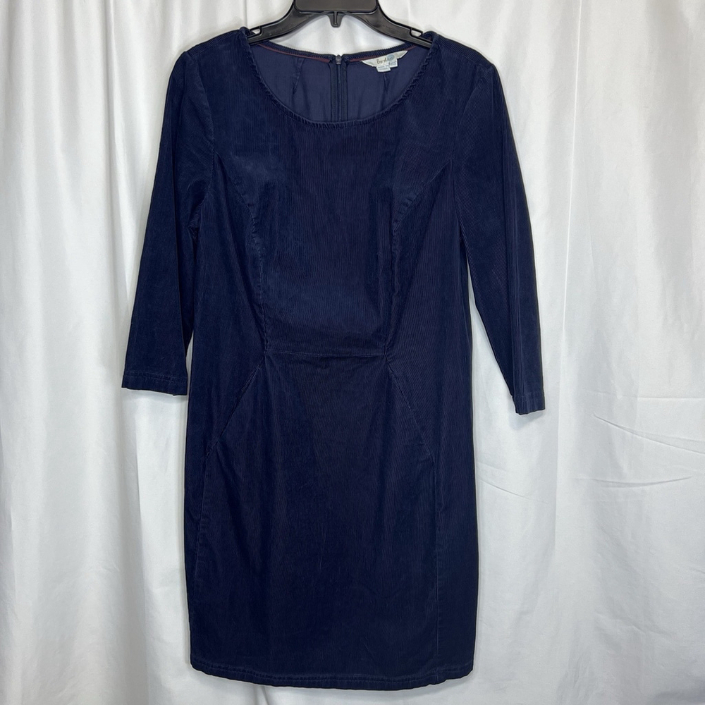 Boden Women’s Hannah Corduroy Sheath Dress Midi Pockets Career Work 10R Navy